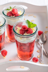Fresh red jelly as a classic summer dessert.