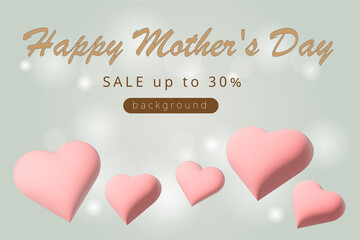 background for mother's day with pink hearts
