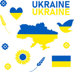 Simple symbols of Ukraine in yellow and blue