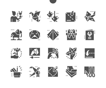 Origami. Hobby and DIY. Paper bird. Master class in origami. Vector Solid Icons. Simple Pictogram