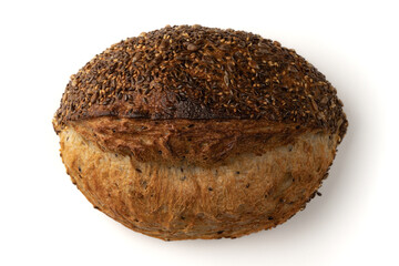 fresh homemade bread on white background, top view