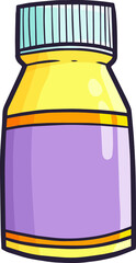 Yellow purple supplement bottle packaging cartoon illustration