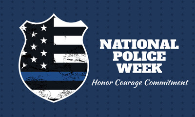 National Police Week background - flag United States of America with blue line. Poster, card, banner and background - 500562960