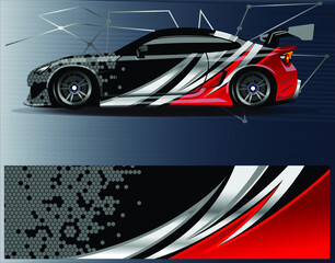 Race car wrap decal designs. Abstract racing and sport background for car livery or daily use car vinyl sticker