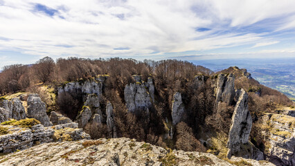 View from the rocks of the Pas de la Laveuse on the Trois Becs massif, Provence