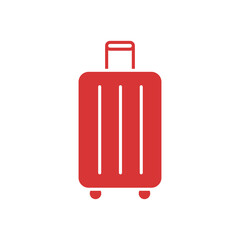 Baggage vector red icon on white background