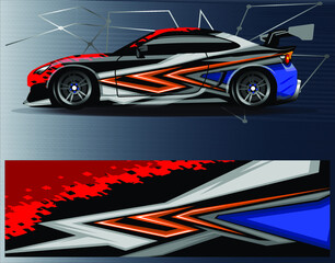 Obraz premium Race car wrap decal designs. Abstract racing and sport background for car livery or daily use car vinyl sticker