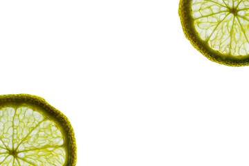 Lime slices isolated on white background.