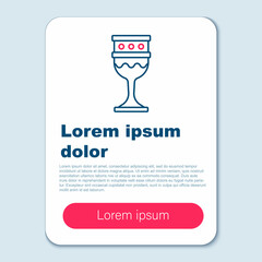 Line Medieval goblet icon isolated on grey background. Holy grail. Colorful outline concept. Vector