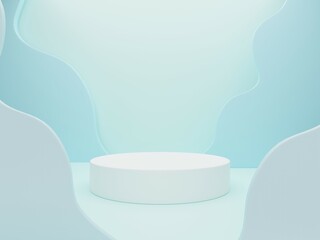 Podium color 3D background with geometric shapes circle, platform for product presentation minimal style, copy space, 3d rendering