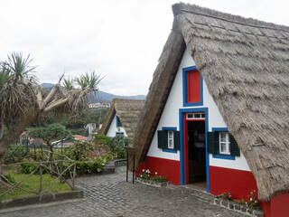 Fototapeta na wymiar Typical triangular house in Santana, Madeira