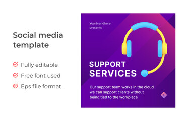 Customer support service social media post template
