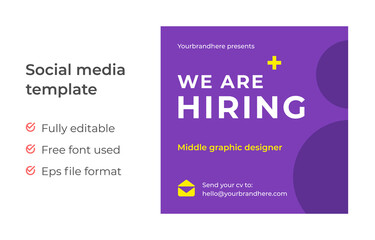 We are hiring social media post template