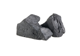 Natural wood charcoal isolated on a white background. Hard wood charcoal.