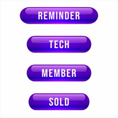 reminder , sticker label icons . tech, member , sold icon set square isolated sign label blue color in white background 