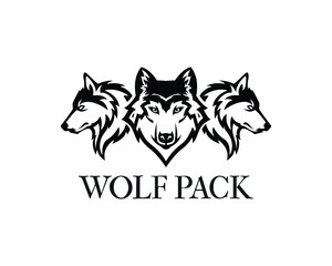wolf pack logo design vector
