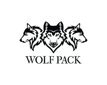 wolf pack logo design vector