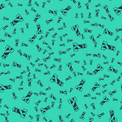 Black Lighthouse icon isolated seamless pattern on green background. Vector