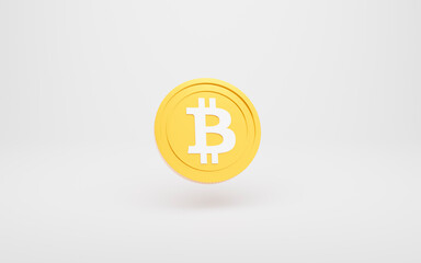 Set of golden coin in different shape on white background. 3d rendering.