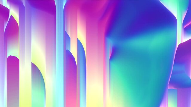 Live wallpaper animation in holographic colours, 4K seamless abstract background