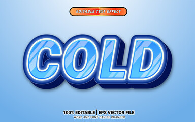 cold blue ice freeze 3d editable text effect template design