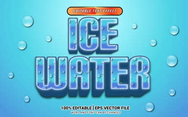 Ice water blue freeze 3d editable text effect template design headline title element