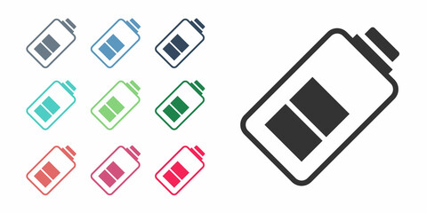 Black Battery charge level indicator icon isolated on white background. Set icons colorful. Vector