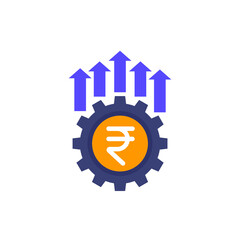 efficiency growth icon with a rupee