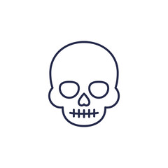 skull line icon on white