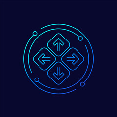 arrows, up, down, left and right line icon