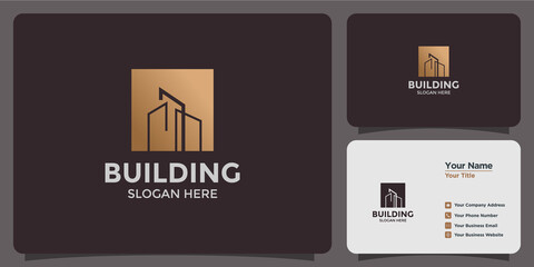 Fototapeta na wymiar minimalist building logo design and branding card template