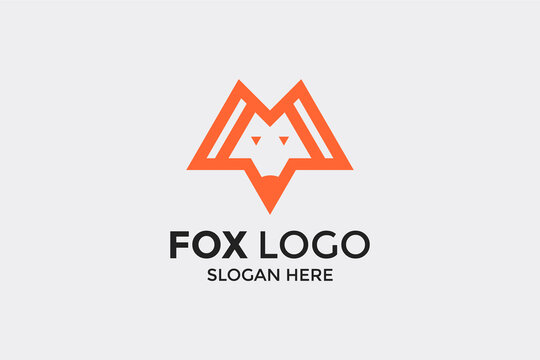 minimalist fox logo design and branding card template