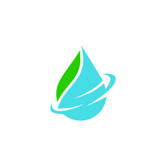 a logo illustration of a combination of water drops and leaves