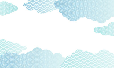 夏・背景・雲・お中元・Japanese style・和柄・麻の葉・伝統・模様・暑中見舞い