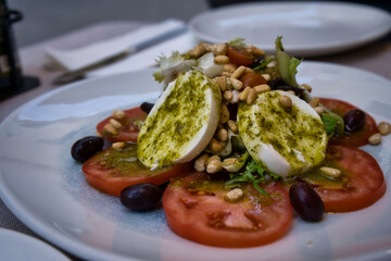 close up of mozzarella salad