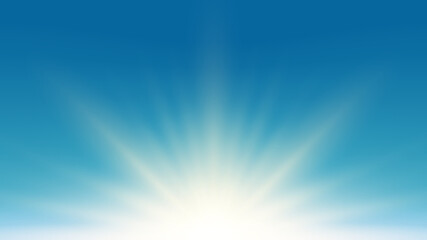 Obraz premium Summer sunlight glaring ray burst on blue sky nature background