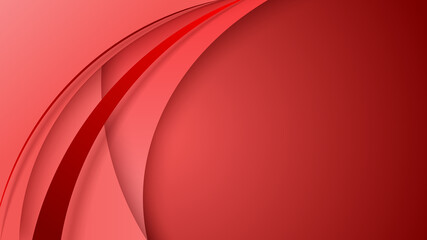 Banner design template abstract curved shapes overlapping layer red background paper cut style