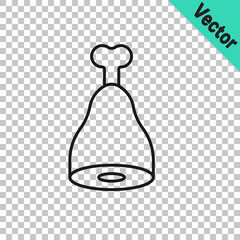 Black line Chicken leg icon isolated on transparent background. Chicken drumstick. Vector