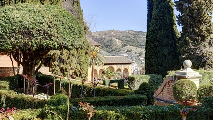 Fototapeta na wymiar panorama sur la ville de Grenade en Andalousie et sur le palais de l'Alhambra