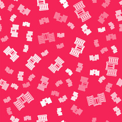 White line Wooden Swedish wall icon isolated seamless pattern on red background. Swedish stairs. Vector