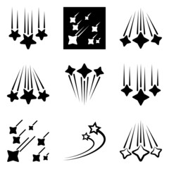 Starfall Flat Icon Set Isolated On White Background
