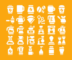 Simple set of 30 coffee shop icons in detailed rounded glyph style