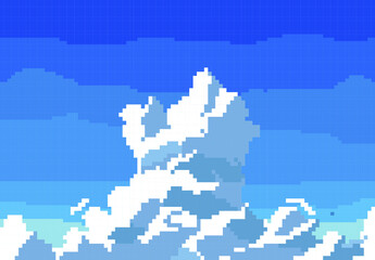 blue sky view in pixel art style