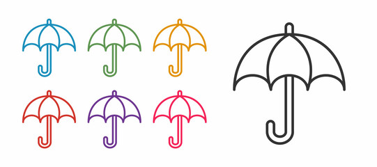 Set line Umbrella icon isolated on white background. Insurance concept. Waterproof icon. Protection, safety, security concept. Set icons colorful. Vector