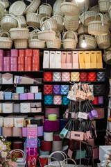 Gift boxes and sweets in shop window