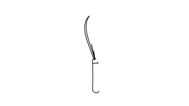 Doodle animation of wire whisk icon. Drawing video of doodle wire whisk illustration. Wire whisk doodle video on white background