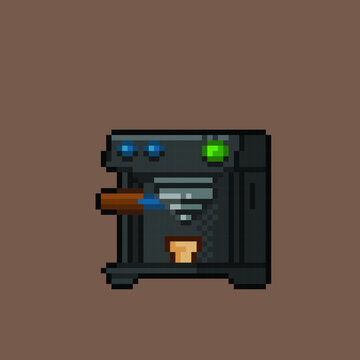 coffee machine in pixel art style