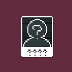 guess who card sign in pixel art style