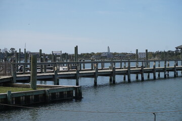 Docks, Water, Lighthouse, Landscape