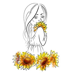 girl in sunflowers symbol of Ukraine